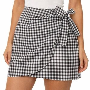 Gingham Wrap Mini Skirt – XS